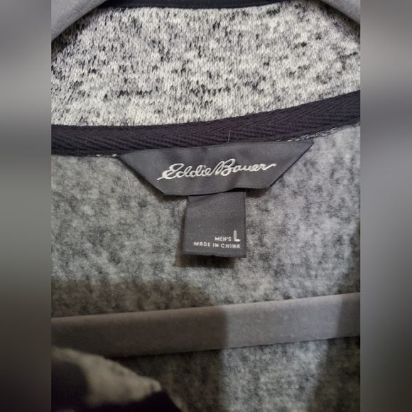 Eddie Bauer Fleece Pullover Quarter Sweater Light Heather Grey Men's Size Large - Picture 3 of 5